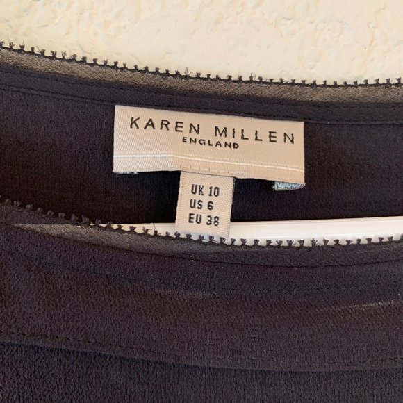 Karen Millen cocktail dress - black with green details - size 6 - Picture 4 of 4